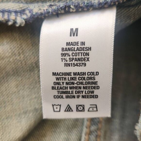 Aeropostale Upcycled Bleached and Distressed Denim Trucker Jacket, "Angel Wings" - Picture 11 of 11